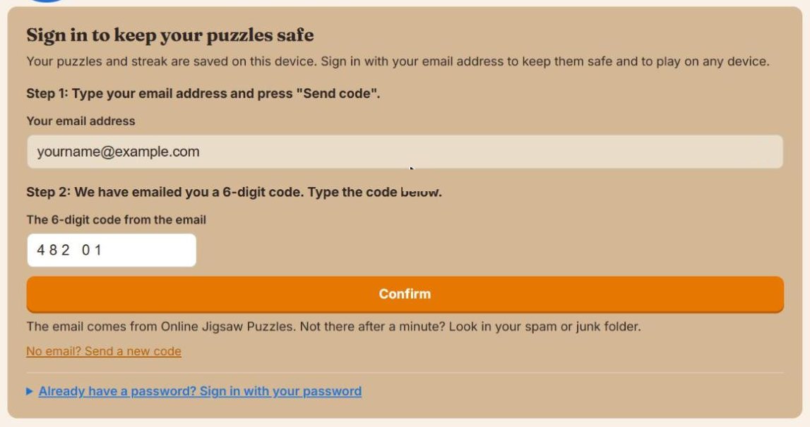 The box for the 6-digit code and the Confirm button