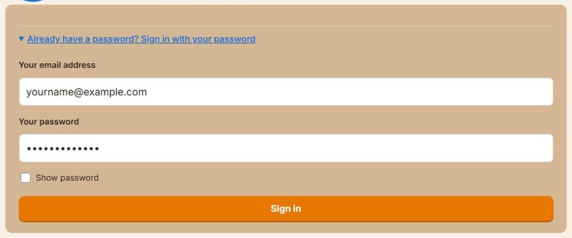 Signing in with your email address and password