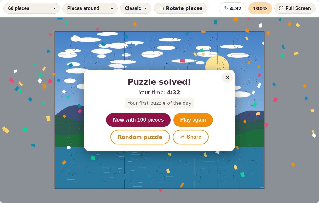 The window shown when a puzzle is complete