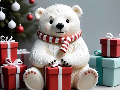 Eisbärfigur mit Weihnachtsmotiv Puzzle, Vorschau