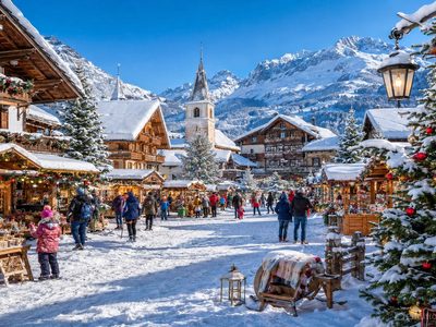 Verschneiter Alpenweihnachtsmarkt Puzzle Puzzle