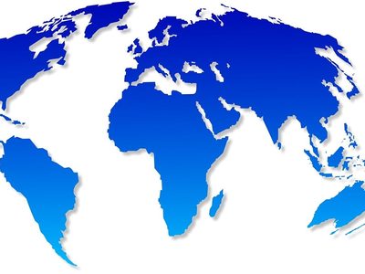 Puzzle de Puzzle de Atlas del mundo en tonos azules