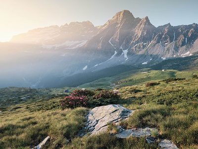 Puzzle de Paisajes: Cordillera alpina majestuosa al amanecer