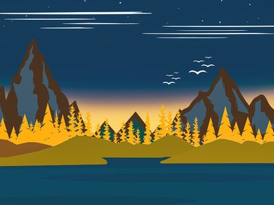 Puzzle de Para niños: Ilustración infantil de un lago de montaña