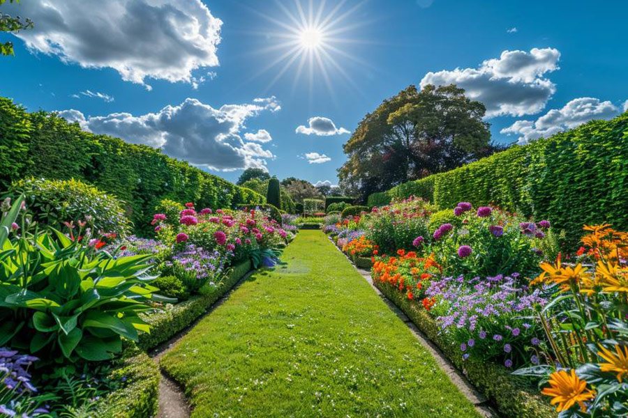 A Charming English Garden with a Mix of Colorful Flow