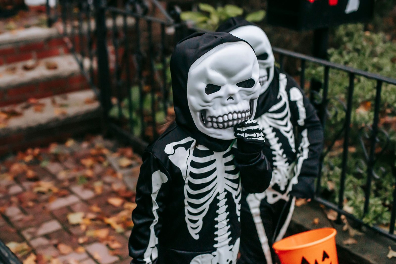 Skeleton Costume on the Front Steps