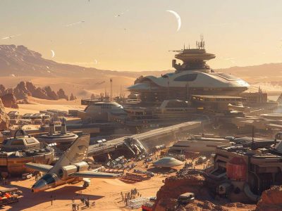 Jigsaw puzzle Jigsaw puzzle A Bustling Spaceport Planet with Future