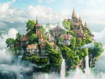 Jigsaw puzzle Jigsaw puzzle A Whimsical Floating Island with Waterfalls Cascading