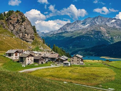 Jigsaw puzzle Jigsaw puzzle Alps Village Fields Landscape