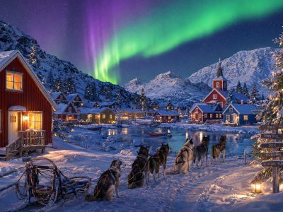 Jigsaw puzzle Jigsaw puzzle Arctic Village under Northern Lights