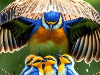 Jigsaw puzzle Mama Kingfisher Covering Her Babies