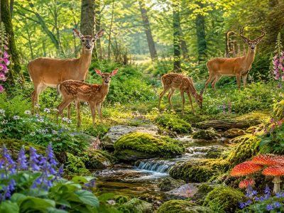 Puzzle di Famiglia di cervi al ruscello