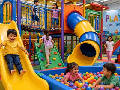 Puzzle di Parco giochi colorato al coperto