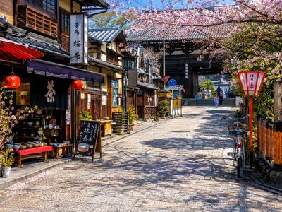 Puzzle di Via di Kyoto tra i ciliegi in fiore