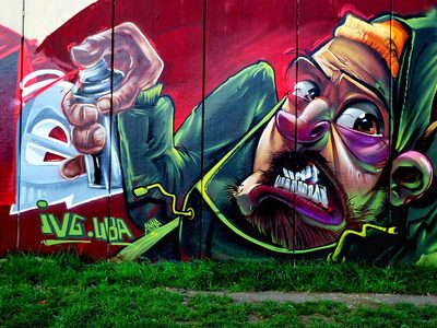 Legpuzzel Legpuzzel Straatkunstgraffiti met boos gezicht