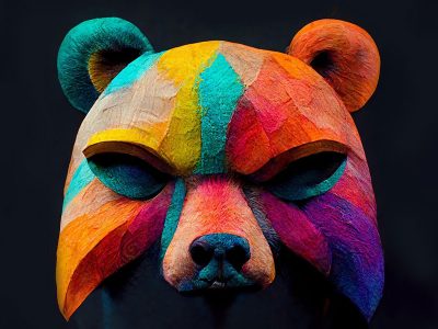 Puzzle Puzzle Artystyczna kolorowa maska niedźwiedzia