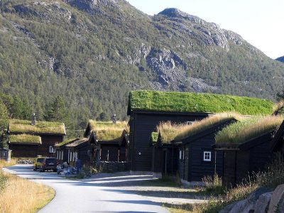 Puzzle Małe domki wakacyjne w górach w Norwegii