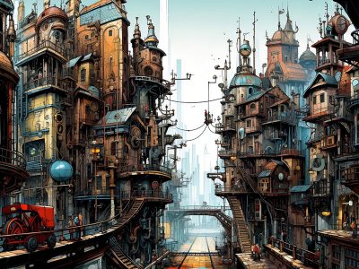 Puzzle Puzzle Miasto w stylu steampunk
