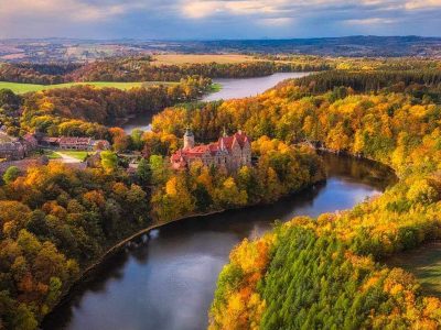 Puzzle Zamek Czocha na Dolnym Śląsku, Polska, jesienny krajobraz przyrody, podgląd