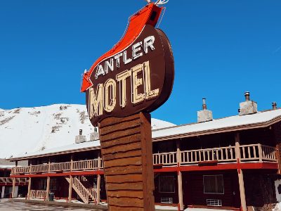 Jigsaw puzzle Antler Motel sign in Jackson, Wyoming