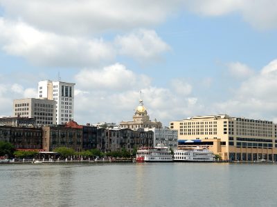 Jigsaw puzzle Savannah riverfront skyline seen across the river