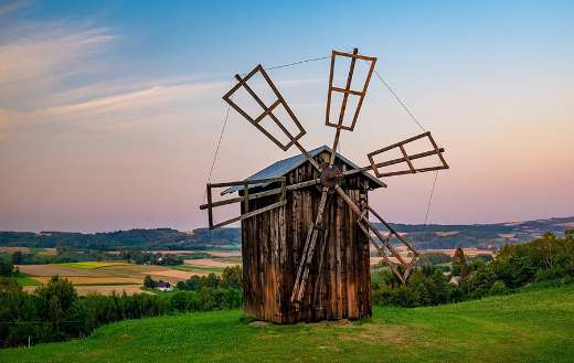 Old windmill rural landscape puzzle
