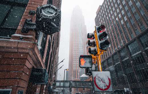 Traffic light on the street