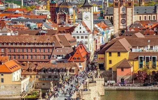 Old main bridge in Wurzburg Germany