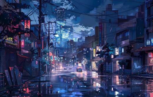 Anime street illustration