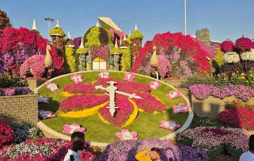 Clock in flower design Dubai garden