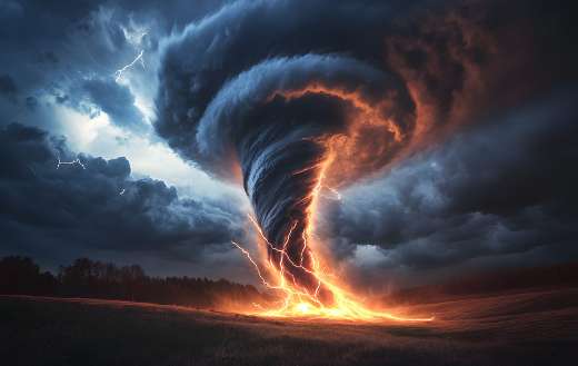 Fire like black tornado