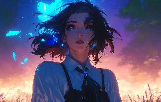 Anime of sad eyes woman