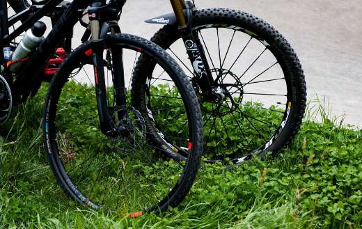 Two mountain bikes with striking design