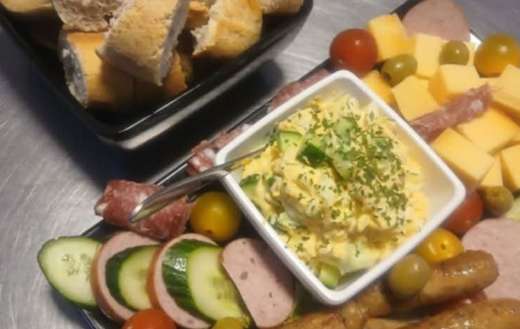 Platter with various snacks appetisers starters