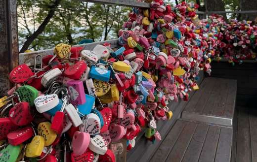 A collection of so called love locks