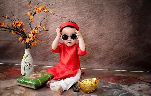 Baby wearing traditional garment