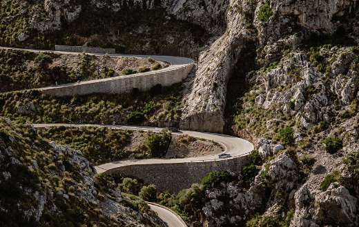 Mallorca winding mountain road