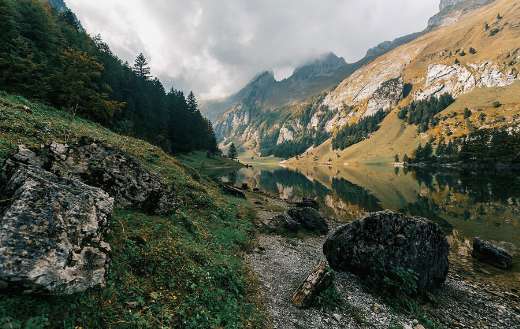 Seealpsee picturesque mountain lake