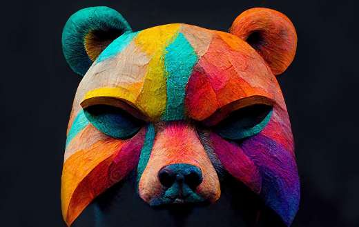 Artistic colorful bear mask