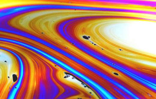 Close up photo of the iridescent patterns