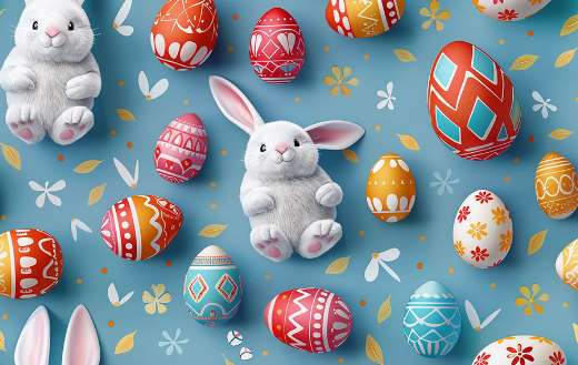 Easter eggs bunny rabbit figures