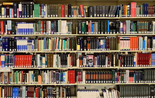Library cabinet filled with books