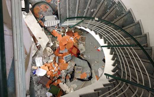 Spiral staircase of an abandoned building