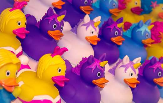 Various unicorn rubber ducks