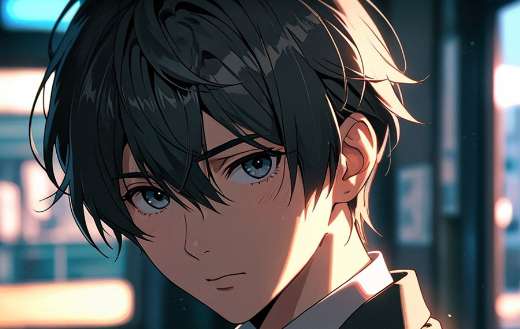 Young man in anime style
