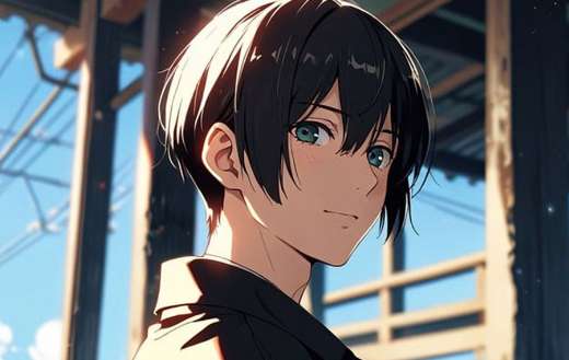 Young man with short black hair