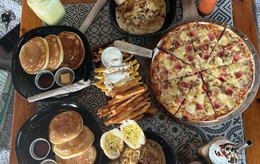 A large meal with different dishes