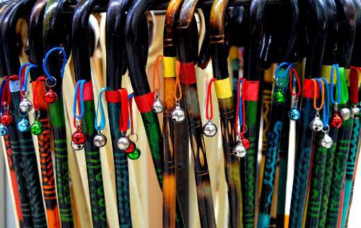 Collection of handcrafted walking sticks shepherds staff
