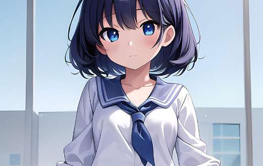 Cute anime girl in school uniform