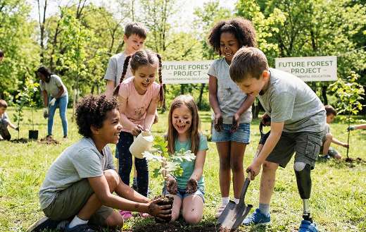 Educational moment kids outdoors